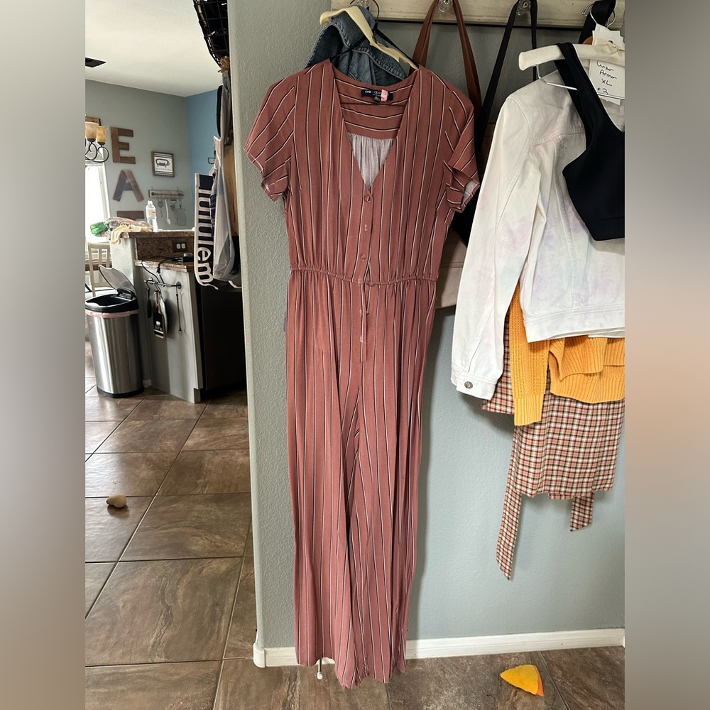 Rusty peach and white stripe jumsuit